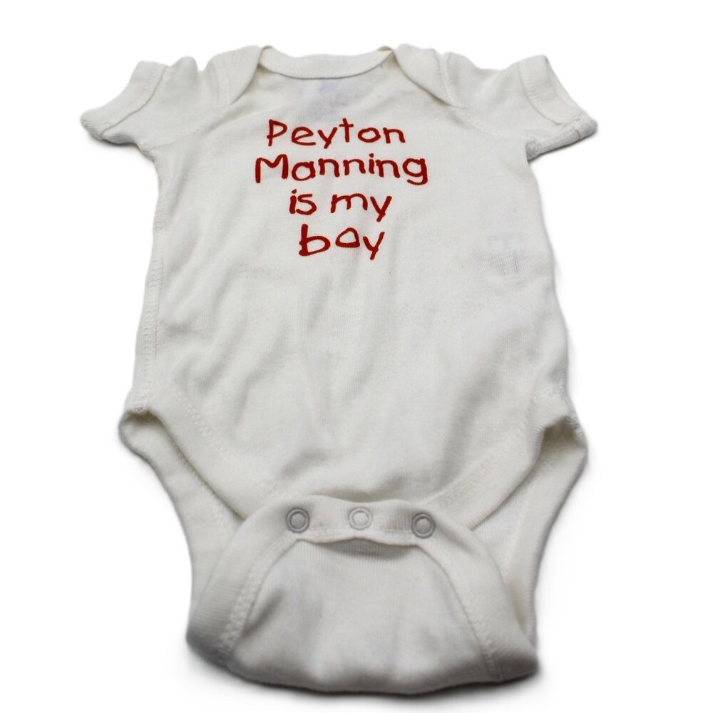Rabbit Skins "Peyton Manning is My Boy" One-Piece Baby Bodysuit White Newborn